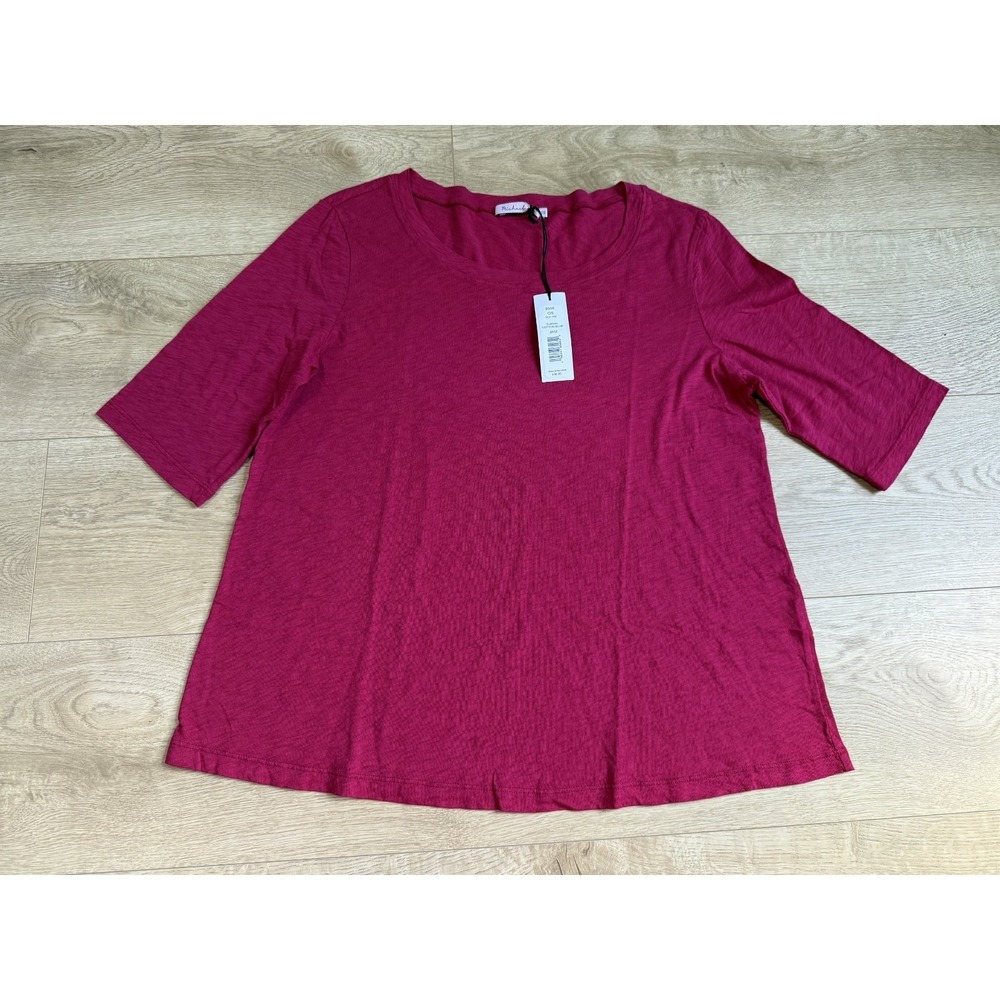 NWT womens Michael Stars Dua swing tee supima cotton slub pink jam tshirt sz OS